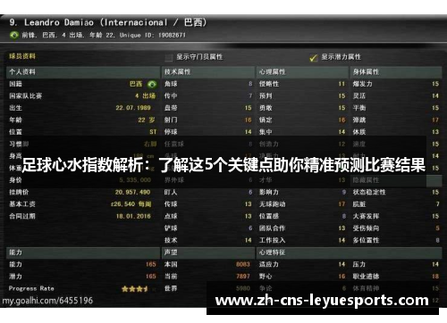 足球心水指数解析：了解这5个关键点助你精准预测比赛结果
