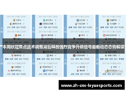 本周欧冠焦点战术调整背后释放强烈竞争升级信号最新动态态势解读